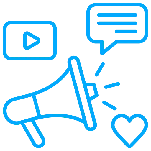 A megaphone with social icons representing social media marketing campaigns from the best digital marketing company in Malappuram